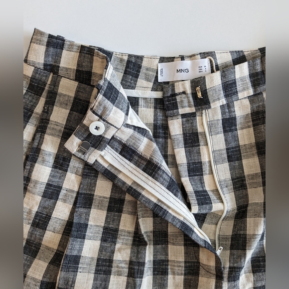 NWT Mango Emily Check Linen Blend Shorts - size 6 / 38 / Medium - Picture 4 of 8